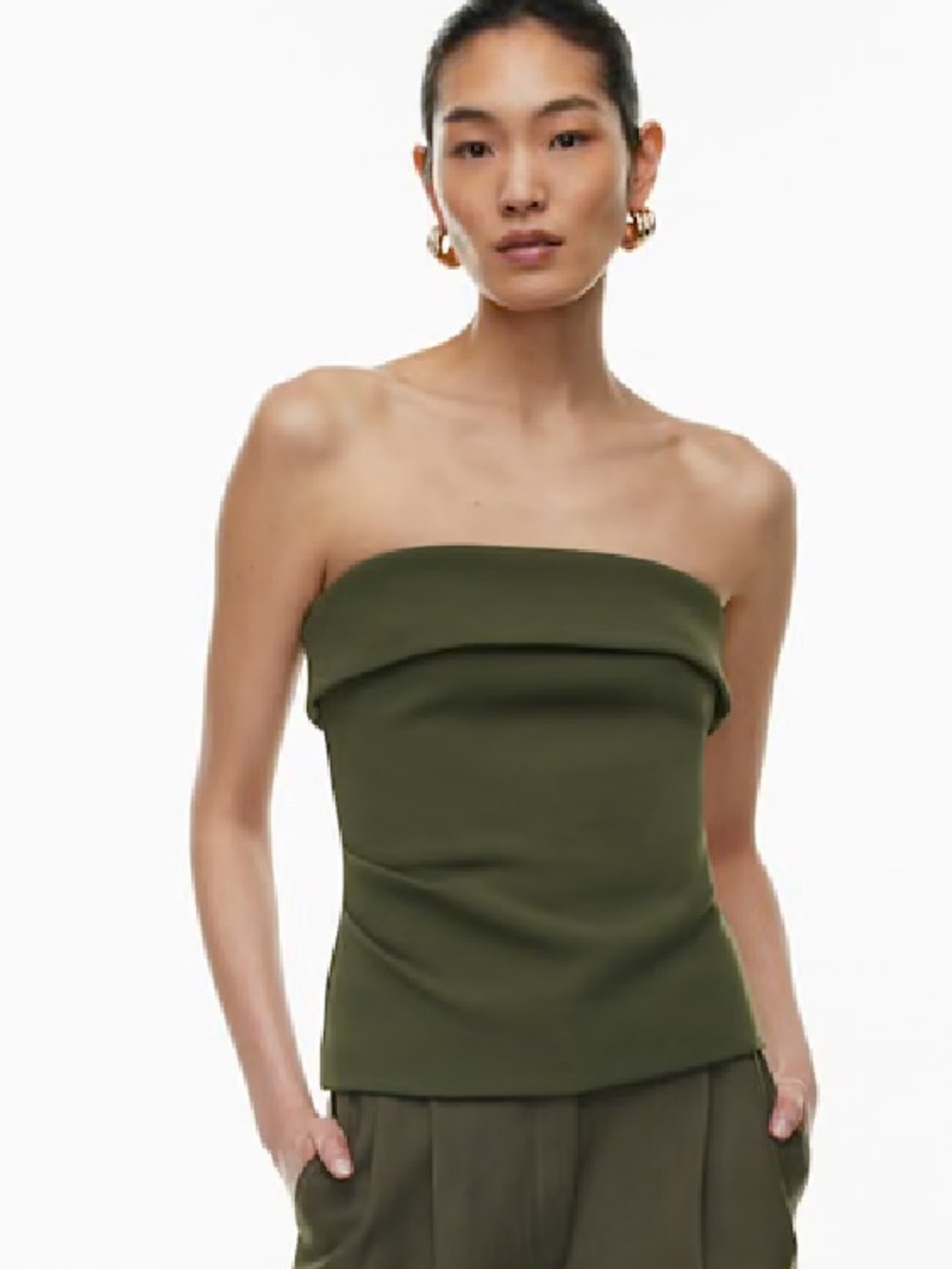 Babaton Aritzia FigureKnit Eyecatcher Tube Top Structured Strapless Green XS